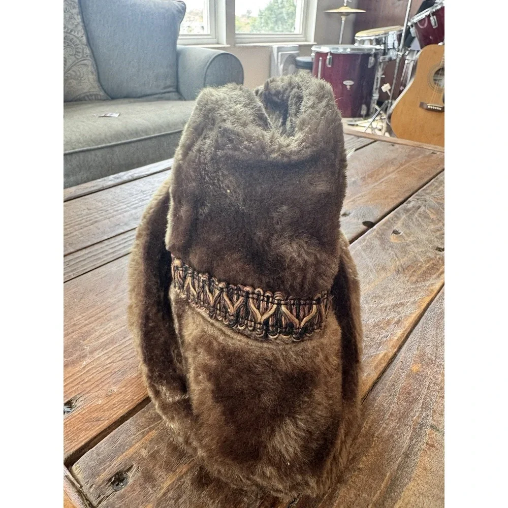 Vintage Faux Fur Winter Hat Brown Men's Large (7 1/2)